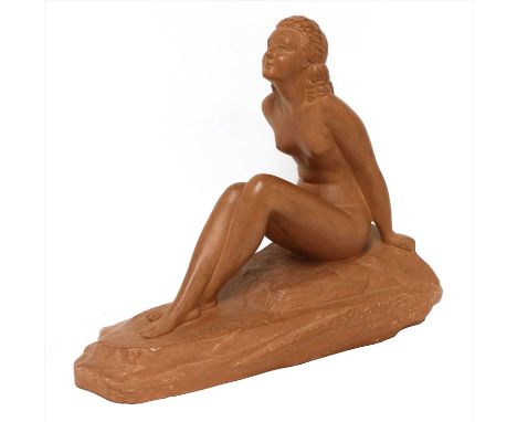 An Art Deco terracotta figure of a nude, signed 'D.H. Chiparus' and inscribed 'Editions R... Paris', 47cm wide, 37cm high