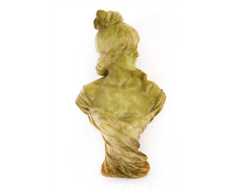 An Art Nouveau bust of a maiden, by Goldscheider, signed to the shoulder 'Nelson' and stamped to the reverse, 63cm high