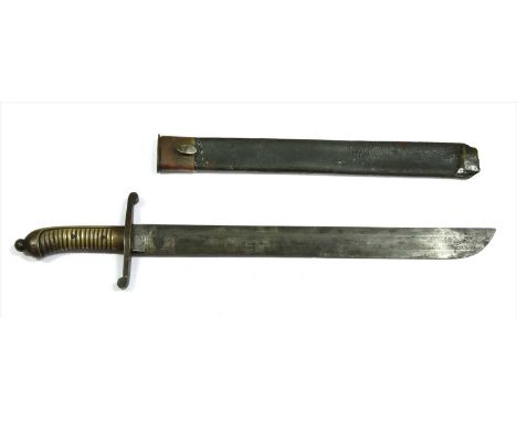 A rare 19th century Victorian German Fusilier's short sword, Saxon pattern, bronze handle, with ricasso stamped 'PDL', with C