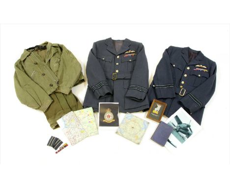 RAF interest: Uniforms and associated items belonging to Flight Lieutenant Charles 'Chick' Kirkham , to include a fragment of