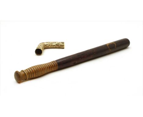 A 19th century truncheon, with gilt lettering CS, stamped Parker Holborn to base, 46.5cm high, together with a gold plated wa