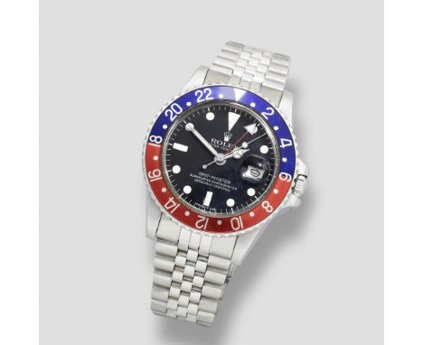 Rolex. A stainless steel automatic calendar bracelet watch with dual time zoneModel: GMT MasterReference: 1675Date: Circa 197