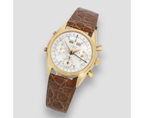 Rolex. A fine 18K rose gold manual wind triple calendar chronograph wristwatchModel: Dato Compax, 'Jean Claude Killy'Referenc