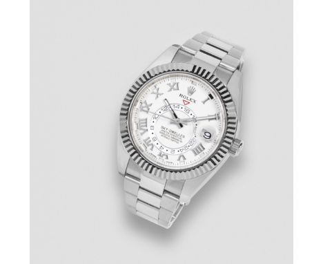 Rolex. An 18K white gold automatic annual calendar bracelet watch with dual timeModel: Sky-DwellerReference: 326939Date: Purc