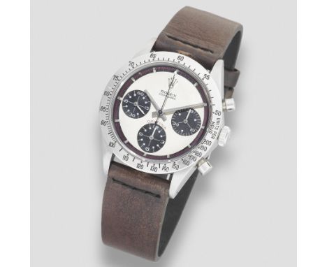 Rolex. A fine and rare stainless steel manual wind chronograph wristwatch with exotic 'Paul Newman' dialModel: Cosmograph Day