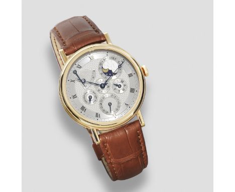 Breguet. A fine 18K rose gold automatic perpetual calendar wristwatch with moon phase, power reserve and leap year indication