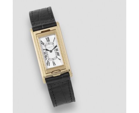 Cartier. An unusual and rare 18K gold manual wind reversible wristwatchModel: Tank BasculanteDate: Circa 1941Movement: 19-jew