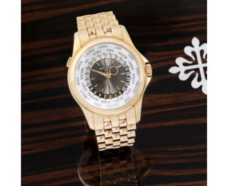 Patek Philippe. A fine 18K rose gold automatic world time bracelet watchModel: World TimeReference: 5130/1R-001Date: Purchase