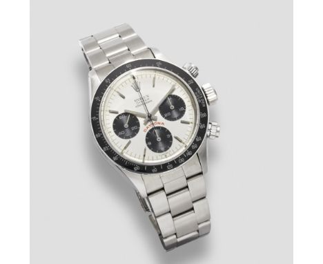 Rolex. A fine and rare stainless steel manual wind chronograph bracelet watchModel: Cosmograph DaytonaReference: 6263Date: 19