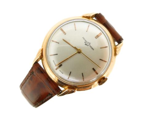 ULYSSE NARDIN - a gentleman's rose metal wrist watch, silver dial with rose gold baton hour markers. Signed manual wind movem