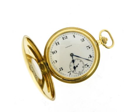An 18ct half hunting-cased stem-wind pocket watch by Frodsham, the signed white enamel dial with black Arabic numerals and su