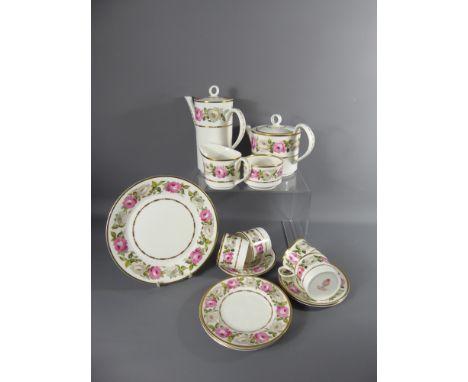 Royal Worcester 'Royal Garden' Breakfast Set, comprising tea pot, coffee pot, sugar bowl, milk jug, six cups and saucers, six