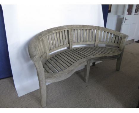 A Teak 'Lutyens' Style Curved Garden Bench, approx 158 cms