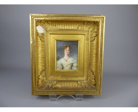 A 19th Century Portrait Miniature, presented in a gilt wood frame, approx 13 x 13 cms.