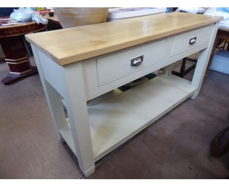 A Contemporary Cream Sideboard, with two short drawers and a lower shelf, approx 153 x 50 cms