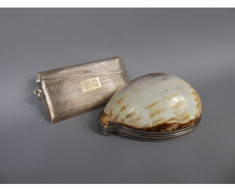 A Silver Engine-Turned Card Case, Birmingham hallmark, dated 1922, mm CSC & Co, monogrammed HC, approx 39.6 gms together with