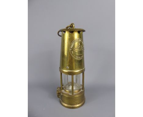 A Vintage Brass Eccles Protector Miner's Lamp.