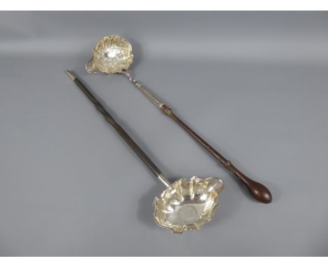 A Georgian Silver Ladle, London hallmark, mm Henry Herbert (?), dated 1749, with turned handle (af), together with a silver l