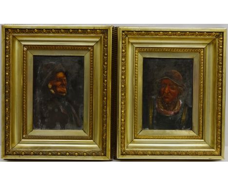 Portrait of a Gentleman Smoking a Pipe and one other, two 20th century oils on canvas unsigned 24cm x 16.5cm in ornate gilt f