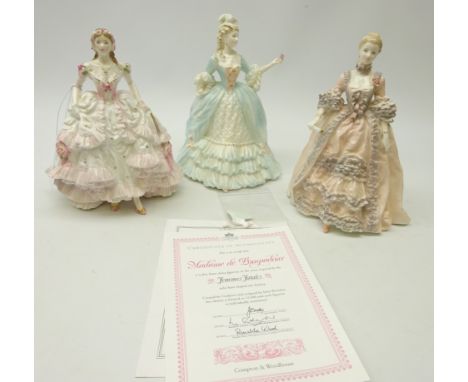 Two Coalport 'Femme Fatales' limited edition figurines 'Marie Antoinette' & 'Madame De Pompadour', both with certificates and