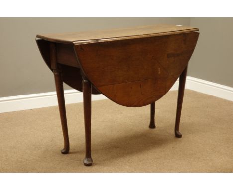 18th century oak pad foot drop leaf table, on gate leg action base, 110cm x 117cm   Condition Report   Click here for further
