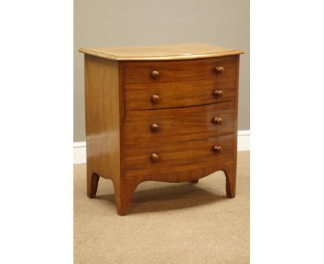 19th century mahogany bow front commode, lift top above faux four drawer front on bracket feet, W66cm, D44cm, H69cm   Conditi