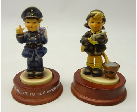 Two Goebel Hummel figurines, 'Halt!' and 'Fire Fighter', H14cm, both boxed (2)   Condition Report   Click here for further im