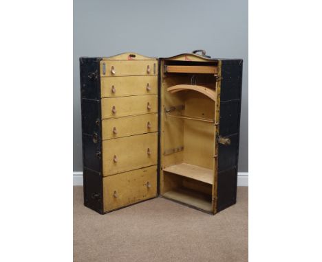 'Gimbel Brothers'  early 20th century combination steamer trunk, interior with drawers and hangers   Condition Report   Click