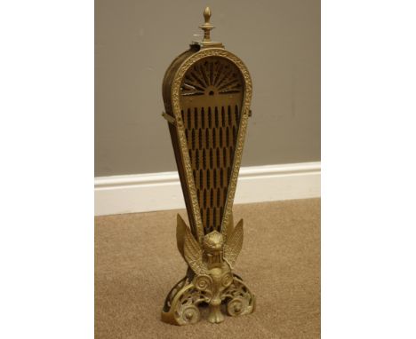 20th century brass Phoenix tail fan fire screen, H62cm Condition Report Click here for further images, condition, auction tim