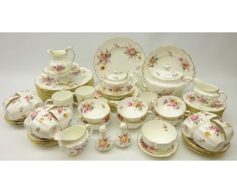 Royal Crown Derby 'Posies' pattern dinner & tea ware comprising; twelve dinner plates, six side plates, twelve tea plates, si