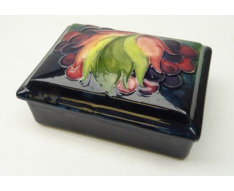 Moorcroft grape and leaf pattern trinket box and cover, circa 1928-1935, impressed with signature and 'Potter to H.M The Quee
