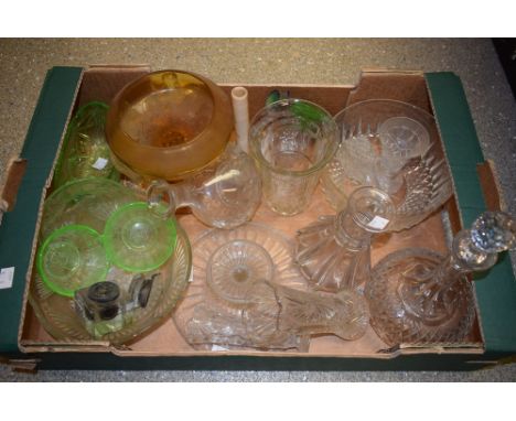 Glassware - a Victorian trumpet decanter, others, comport, bowls, bud vase, etc.