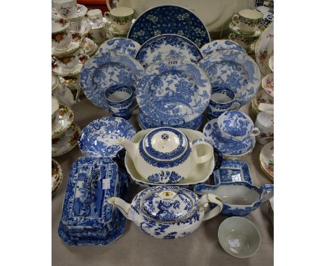 Ceramics - Spode's Italian blue and white including sauce boat, salad plates, etc; others, Royal Crown Derby, Royal Worcester