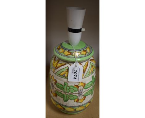 A Charlotte Rhead tube lined lamp base, pattern number TL97E