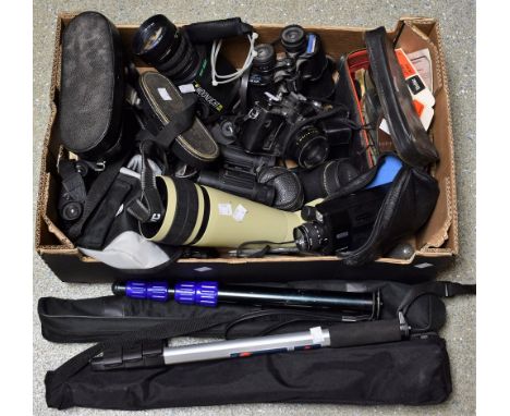 Optical Equipment - a pair of early 20th century Carl Zeiss Jena binoculars; others, Pathescope, etc; an Inpro Optigra spotti