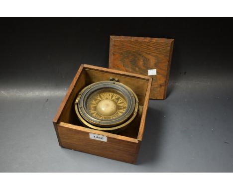 A James Morton, Sunderland gimbaled ships compass, oak cased