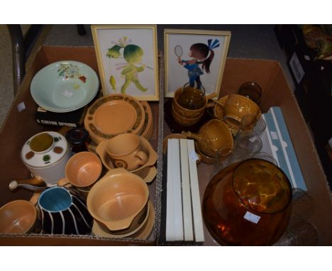 Ceramics and Glass - 1960s and 70s retro including Kiln Craft Bacchus part dinner and tea service, Tams soup bowls, drinking 