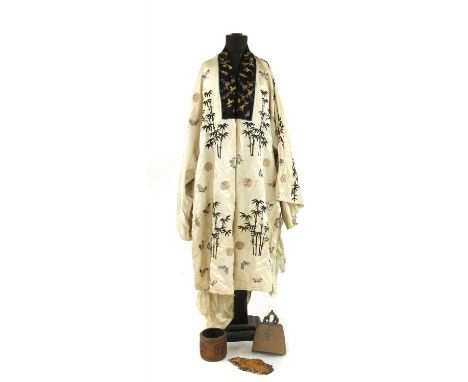 A Chinese 19th century silk embroidered cloak , and further costume
