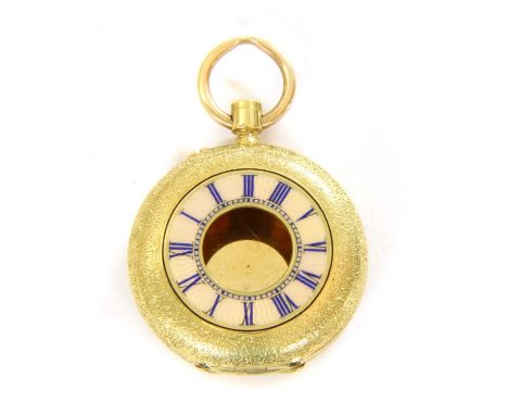 A Vacheron &amp; Constantin half hunter fob watch case, (no movement or glass) with blue and pink enamel chapter ring to oute
