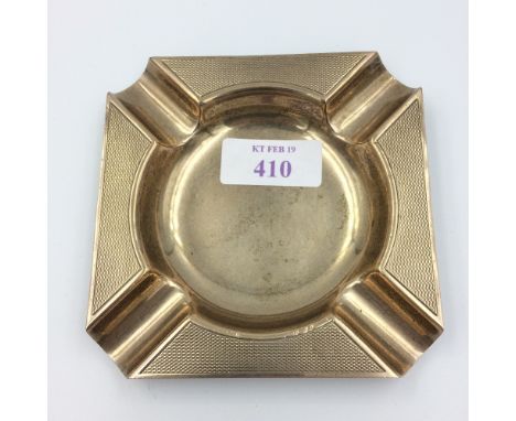 Sterling silver gilt ashtray Birmingham 1923 with engine turned decoration 