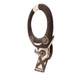 African tribal carved buffalo head with horns mask.