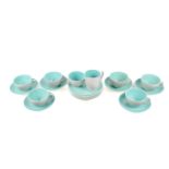 Mid-century Poole Pottery 'Ice Green and Seagull Grey' twin-tone tea set.#C57.