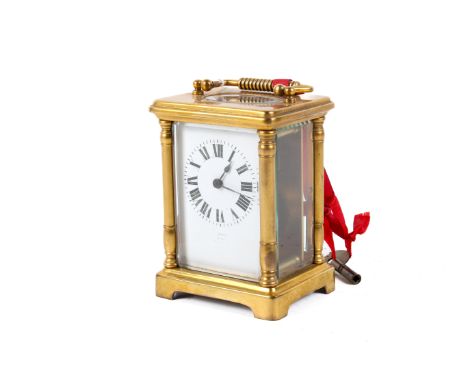 A French five glass carriage clock. Lever escapement stamped 'Made in Switzerland. Key present. H11cm