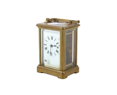 A French brass cased five glass carriage clock. Having white enamel dial with Roman numerals. Engraved 'Kingstown Golf Club, 