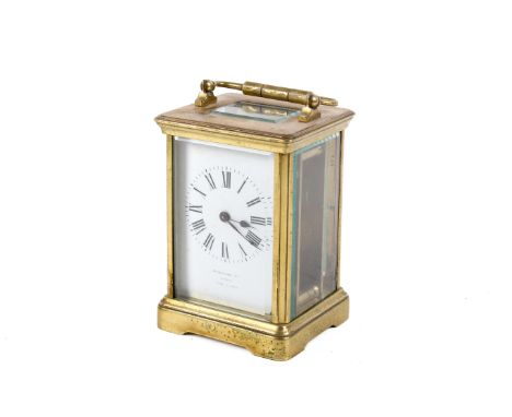 A French brass five glass carriage clock. Retailed by 'Benetfink & Co., London.' H13cm