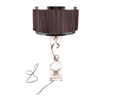 A contemporary metal and Perspex table lamp. Complete with shade, H64cm. 