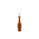 A mid-century turned bottle shaped wooden table lamp base.