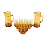 A twelve piece glass lemonade set.