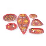 A collection of six assorted mid-century Poole Pottery Delphis plates.