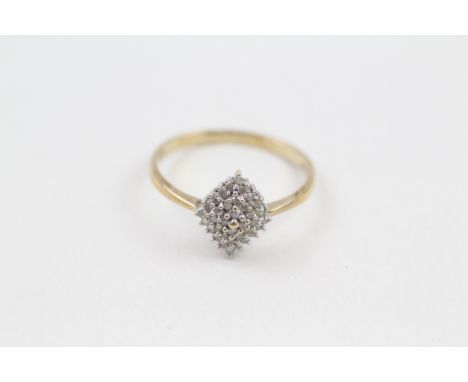 9ct gold diamond cluster ring (1.7g) ring size p